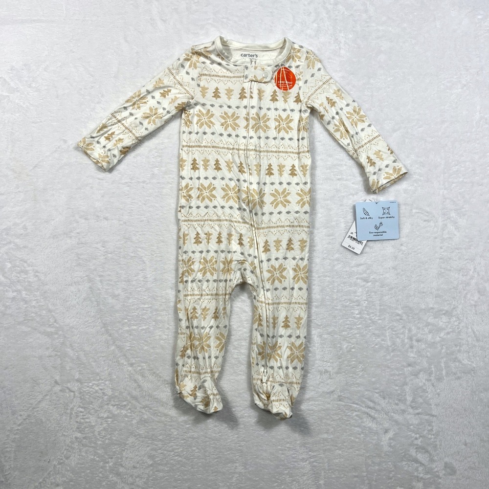 Carters Just One You 9M Footed Sleeper 2-Way Zip Fair Isle Snowflake Viscose NWT